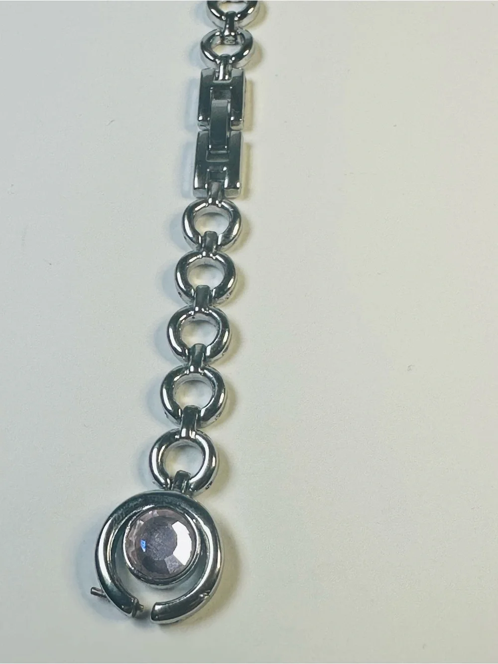 Silver Bracelet Watch with Pink Crystal Accents